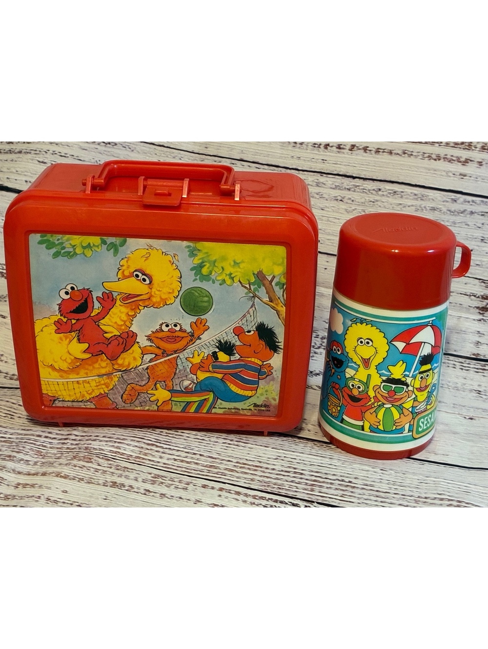 Vintage Aladdin Sesame Street Lunch Box and Thermos Set